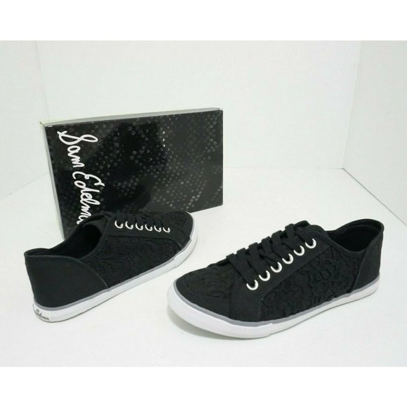 Sam Edelman Haylie Black Lace Suede Women's Lace Up Flats Sneakers US 8 - Picture 1 of 9